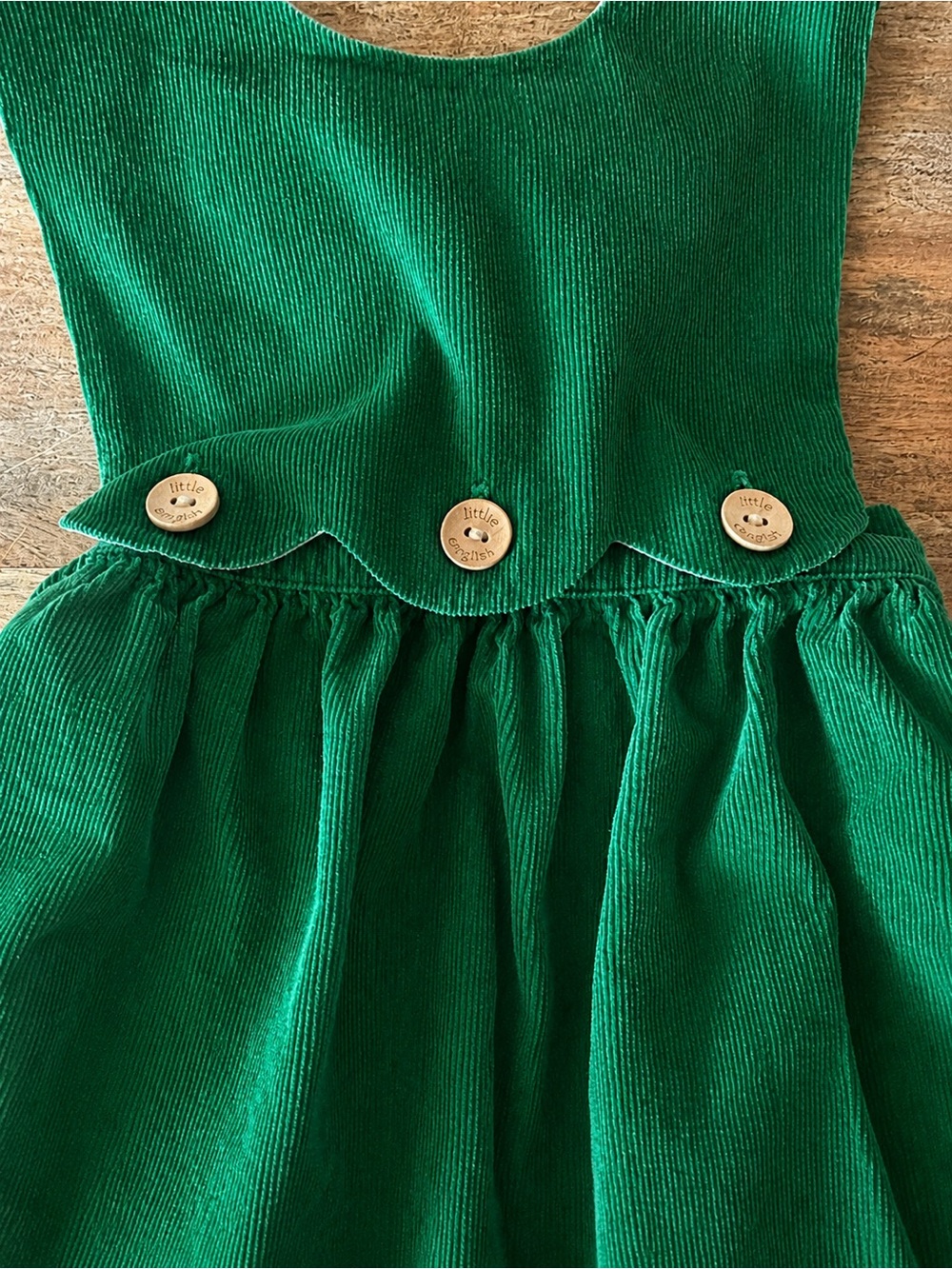 Little English Girls Jumper- Green Corduroy - Picture 2 of 4